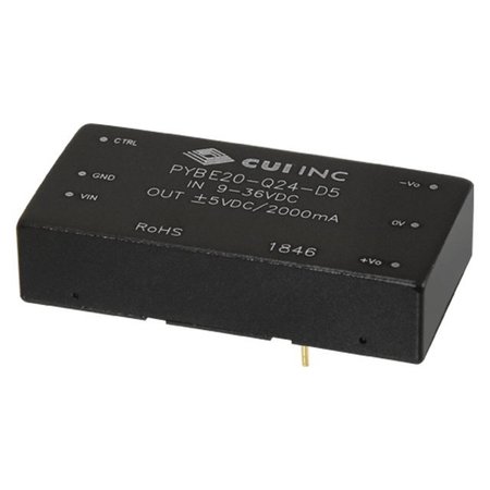 CUI INC Isolated Dc/Dc Converters Dc-Dc Isolated, 20 W, 18~75 Vdc Input, 15 Vdc, 667 Ma, Dual Regulated PYBE20-Q48-D15